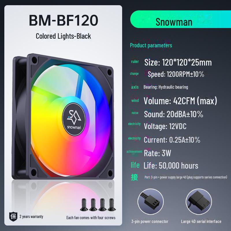 Сверхтихий вентилятор охлаждения для настольного компьютера Bingman 12 см, 12 В, цветной, без подсветки.