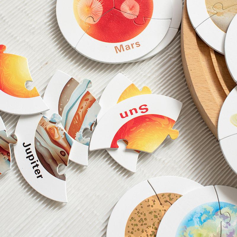 Toddler Space Wooden Puzzle Interlocking Design For Cognitive Skills Development