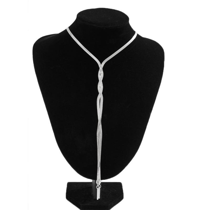 Крутое минималистичное медное ожерелье-цепочка в виде змеи для женщин, модное плетеное ожерелье с кристаллами и длинной кисточкой на ключицы, ожерелья, ювелирные изделия