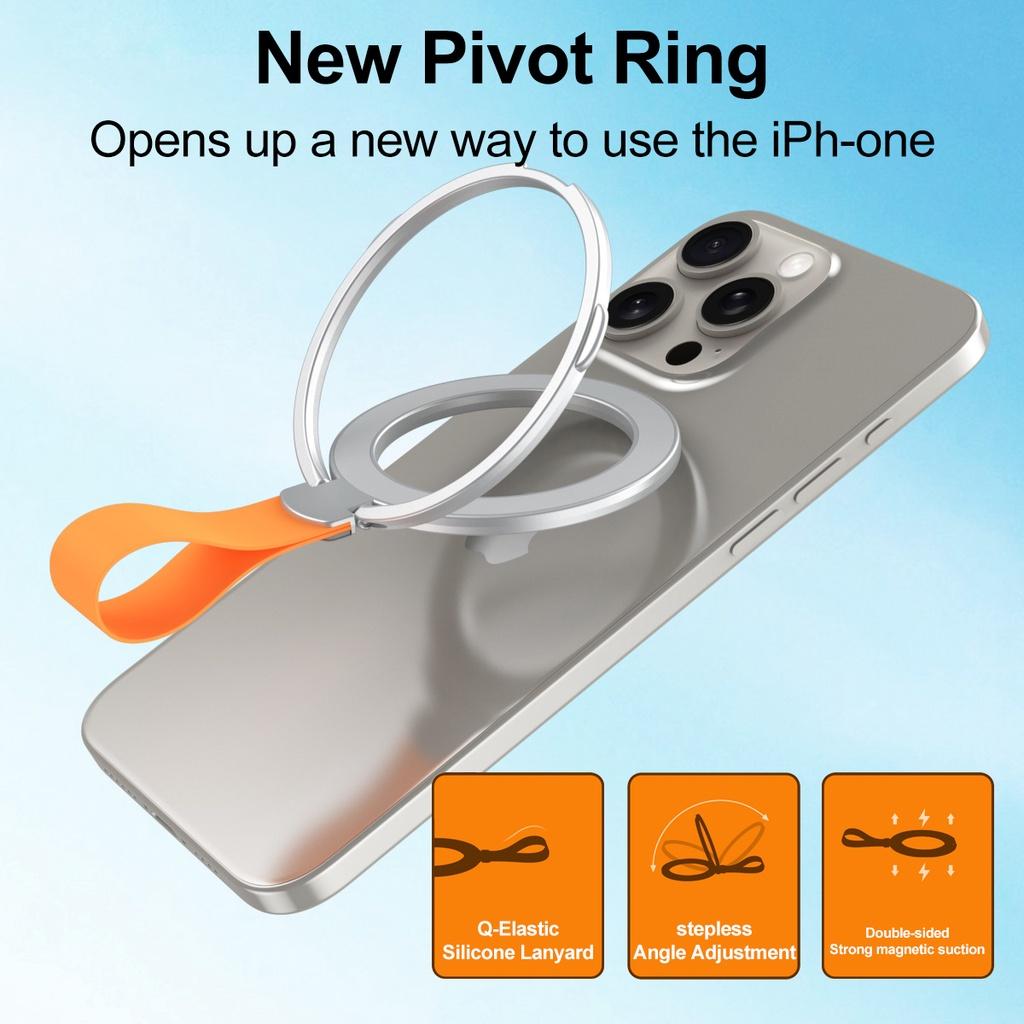 FONKEN Магнитный держатель для телефона, вращение на 360°, Magsafe, кольцевой держатель для телефона с силиконовым ремешком-петлей для пальцев для iPhoneM 15, 14, 13, 12