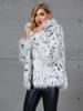 2023 Women's Black & White Leopard Faux Fur Coat - European & American Style, Warm Lapel for Autumn & Winter