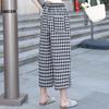 Повседневные летние клетчатые брюки женские большого размера элегантные женские брюки с эластичной резинкой на талии винтажная одежда