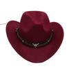 Ox Head Belt Tibetan Style Top Hat Roll Brim Cowgirl Cap New Western Cowboy Hat  Men