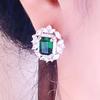 Luxury Green/Pink/Yellow/Red CZ Stud Earrings Women for Engagement Wedding Party Silver Color Fashion Design Jewelry Gift