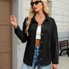 Women Spliced Denim Jacket Lapel Long Sleeve Jean Coat Casual Outerwear