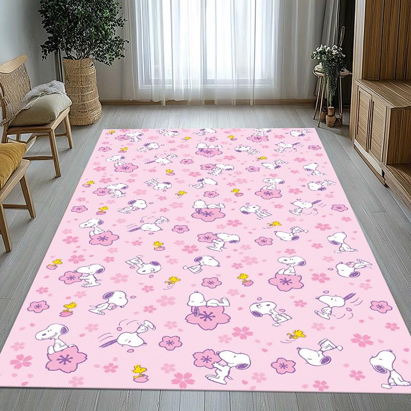 Cute Snoopy Dog Cartoon Living Room Non-Slip Area Rug Soft Carpet for Bedroom Kids Playroom Sofa,Home Decor Doormat Gift