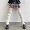 Japanese Lolita bow cute hairball knitted socks cover women's winter leg warmers stacking socks white jk socks
