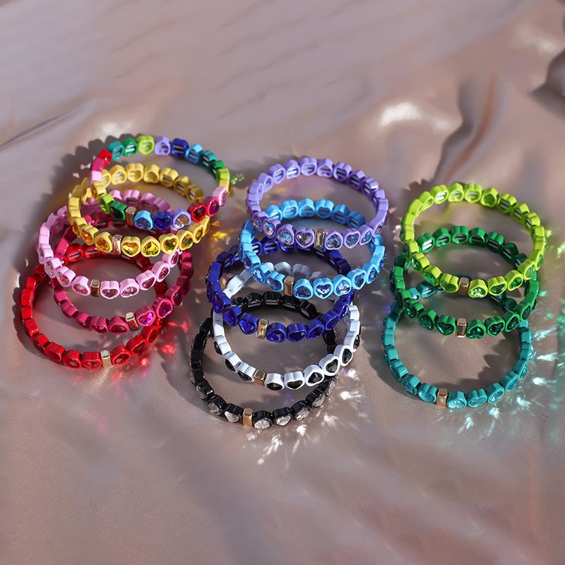 Модные геометрические браслеты Love: Эластичные цветные браслеты из бисера для женщин