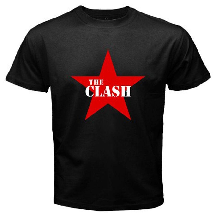 Черная футболка унисекс с логотипом The Clash Punk Rock Band Legend Red Star
