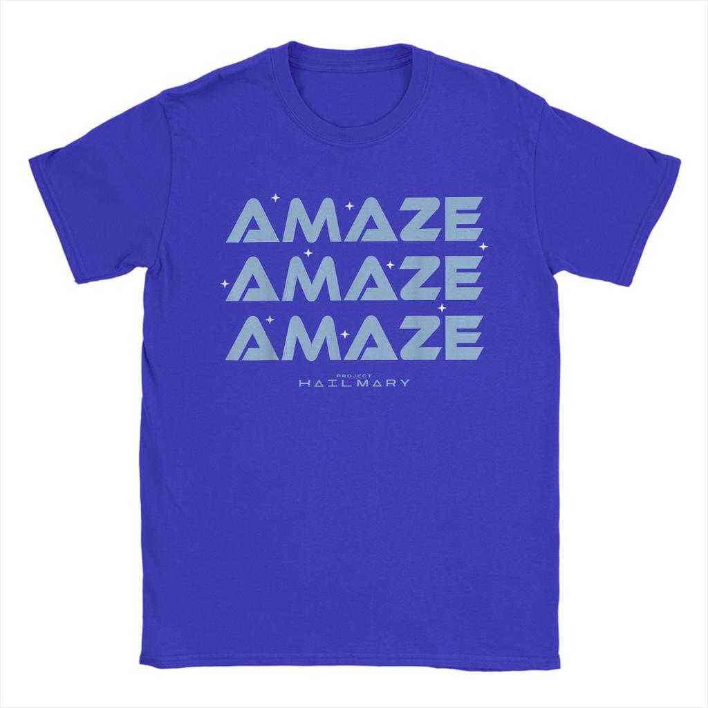 Mens TShirt Project Hail Mary Amaze Amaze Amaze Humorous Pure Cotton Tee Shirt Short Sleeve T Shirts Crew Neck Tops Printed