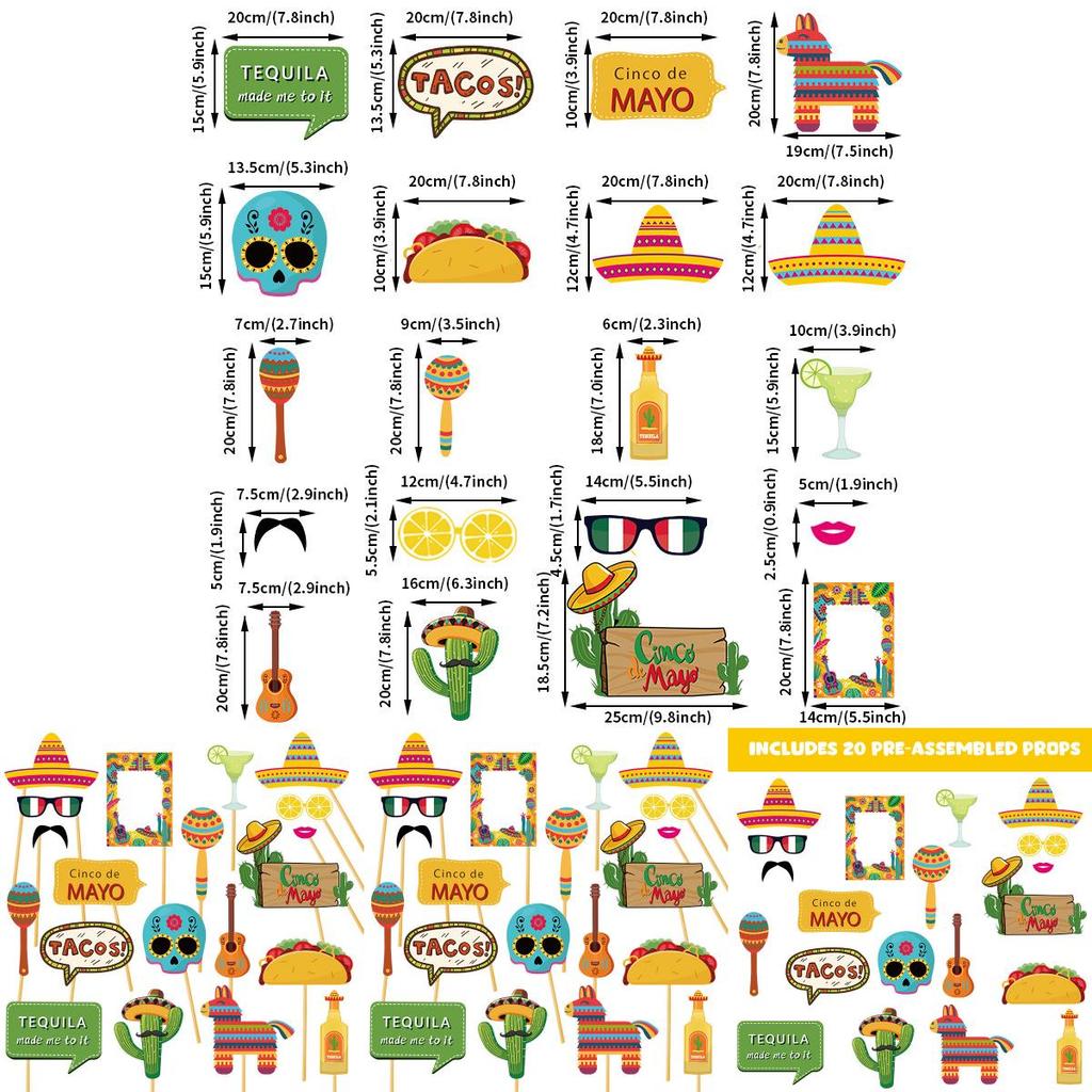 Мексиканский карнавал фото реквизит украшения для вечеринки из бумаги для праздничных мероприятий