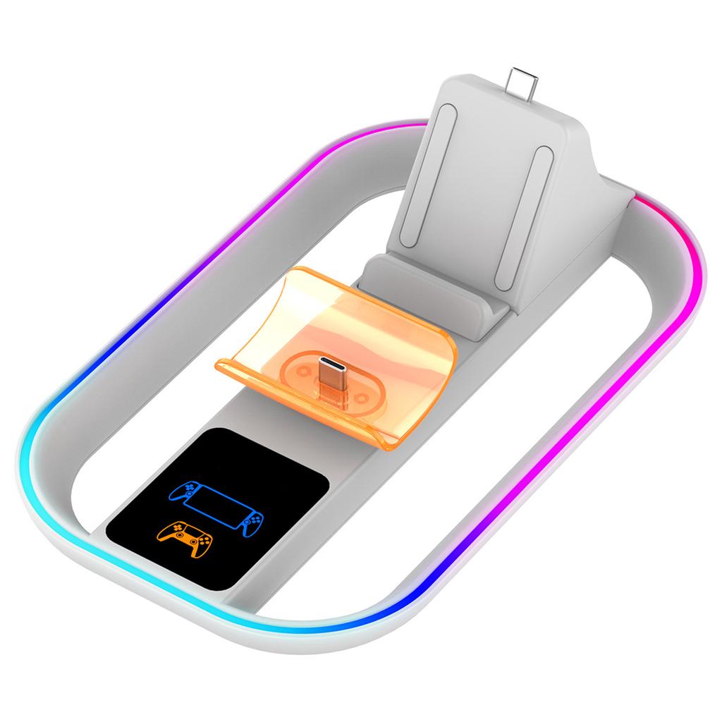 Dual Type C Charging Dock Station Charge Solution for PS5 Portal/PS5 Controller Charger Holder Base with 14 RGB Lights