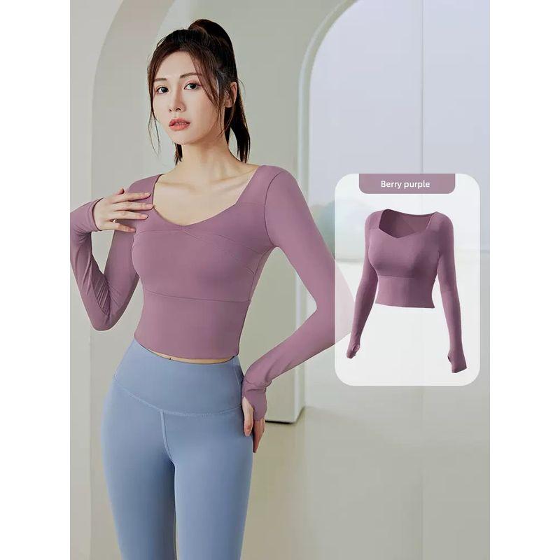 Pilates Yoga Clothes for Women 2025 New Arrival Running with Chest Pad Professional Quick-Drying Sports Long-Sleeved Top Fitness Suit