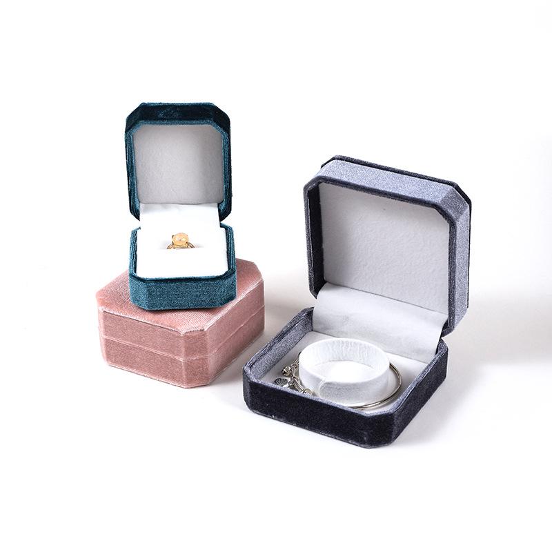 Элегантная бархатная восьмиугольная шкатулка для колец, браслетов, ожерелий и подвесок