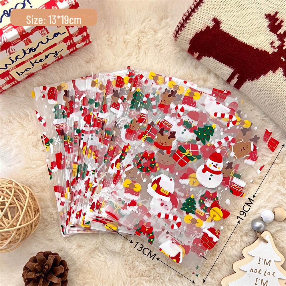 Прозрачный подарочный пакет с яблоками и конфетами на Рождество для пар