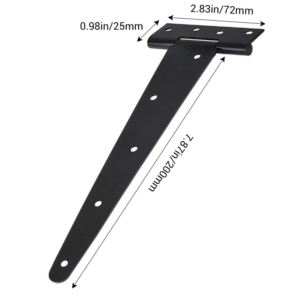 T Shape Door hinges with Screw Triangular Shed Barn Door Hinge Durable Sturdy Black Tee Iron Hinges Wrought Hardware accessories