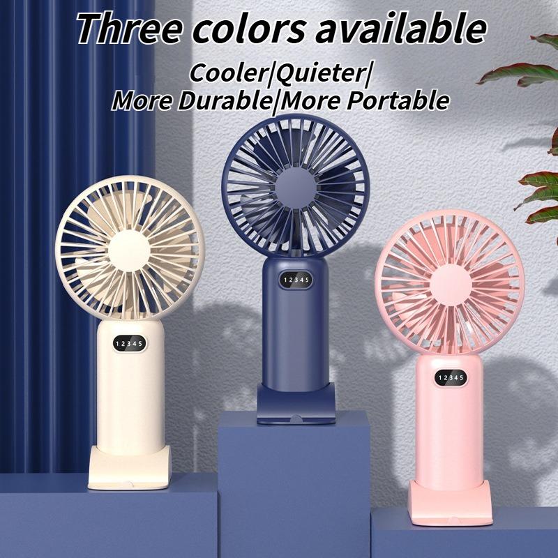 Upgrade New Rechargeable USB Handheld Fan - Mini with Strong Airflow & Phone Holder for Home, Office & Dorm Use