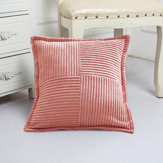 Рождественская наволочка, мягкий однотонный вельветовый полосатый квадратный декоративный чехол с широкой каймой, домашний декор