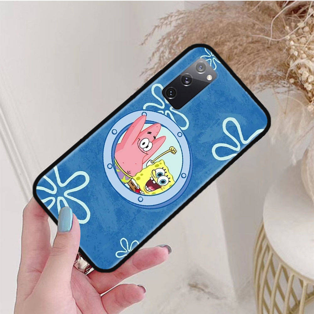 Черный чехол для Samsung Note 20 Lite S24 Ultra S23 A03 A05 A06 A11 A71 A15 A16 A13 A24 A25 A33 A52 A53 A50 M55 M35 Plus S-42 Губка Боб Друг