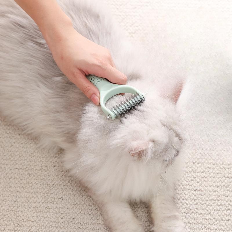 Расческа для домашних животных с открытым узлом, двухсторонняя расческа для собак и кошек, расческа-грабли для собак, щетка для удаления шерсти, портативная расческа для домашних животных