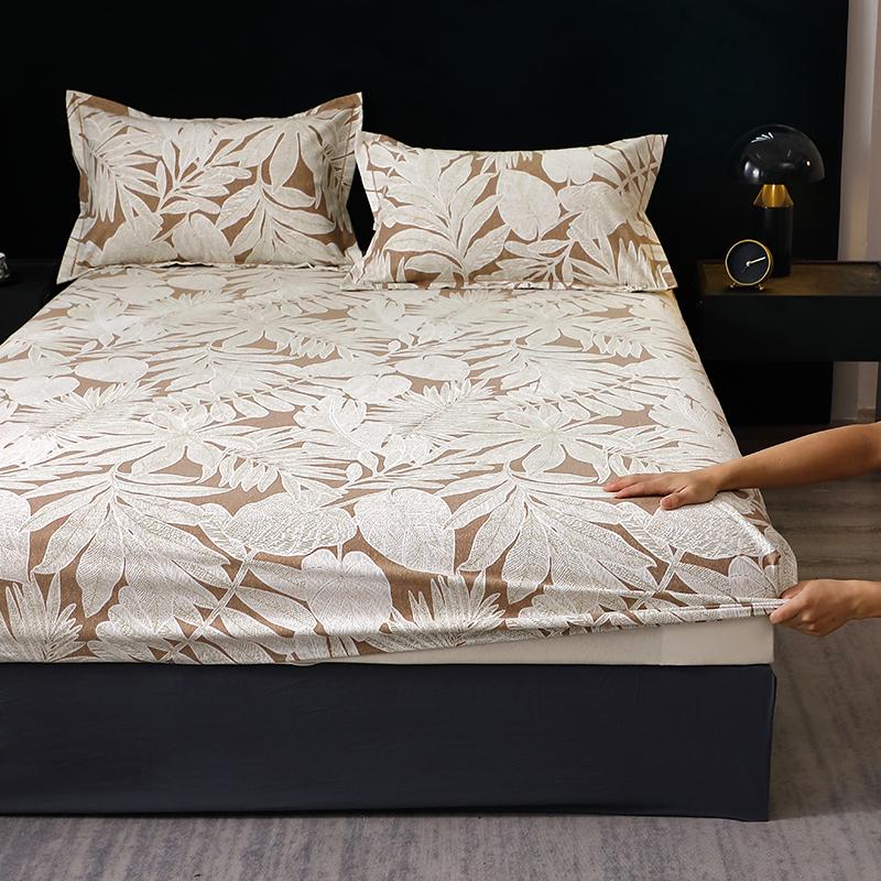 Queen Size Bedsheet 100% Cotton Fitted Sheet Brushed Bed Cover Soft Mattress Protector Sabanas Para Cama (Pillowcase Need Order)