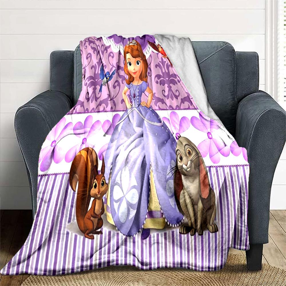 Princess Sofia'S Royal Garden Flannel Blanket Super Soft Warm Cozy Blanket For Sofa Bed Office Travel Allseason Home Decor Gift