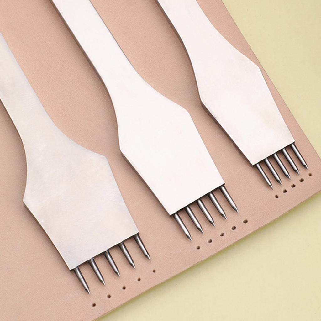 Инструмент для дырокола для кожевенного ремесла, набор зубцов для дырокола и шнуровки, инструмент для кожевенного ремесла, 2/5/7 зубцов, 3 мм, 4 мм, 5 мм