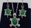 Hot Sale New Style Jewelry Green Stone Tortoise Earrings Pendant Set
