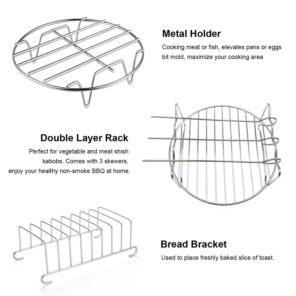 10 шт. комплект аксессуаров для фритюрницы, сковорода для выпечки, подставка для пиццы, горшок, металлический держатель, кронштейн для хлеба