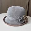 Top hat spring and summer thin small edge sunscreen basin hat women's fashion flower knitted bucket hat outdoor mother sunshade