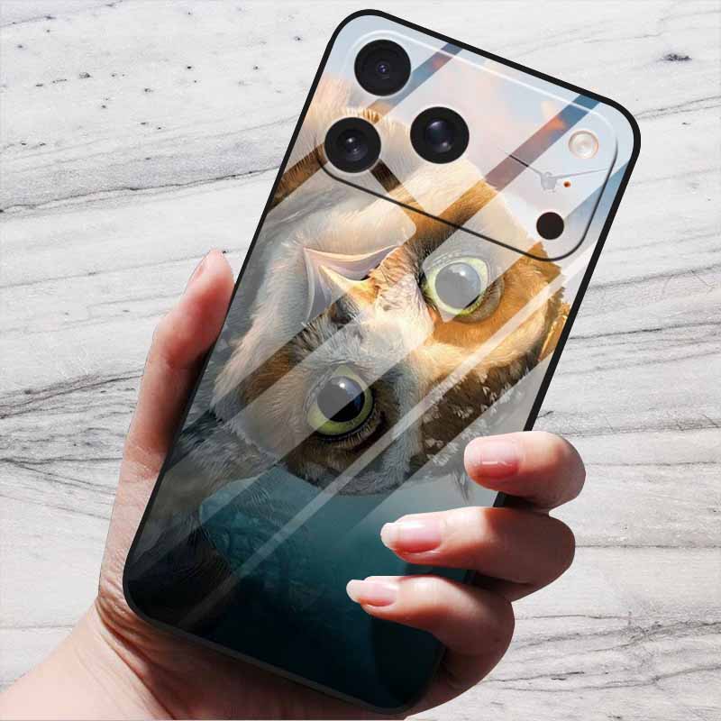 Милый Чехол Для iPhone 17 Pro Plus Capa 17 Pro Max Бампер Роскошный Закаленное Стекло Жесткая Задняя Крышка iPhone17 Air Funda Животные Узоры
