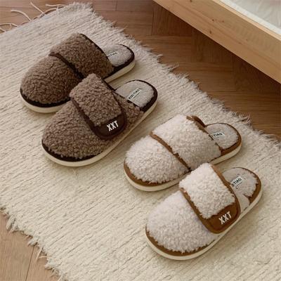 Модные женские винтажные хлопковые тапочки Осень Зима Модные домашние теплые нескользящие тапочки Легкие удобные Толстые плюшевые тапочки