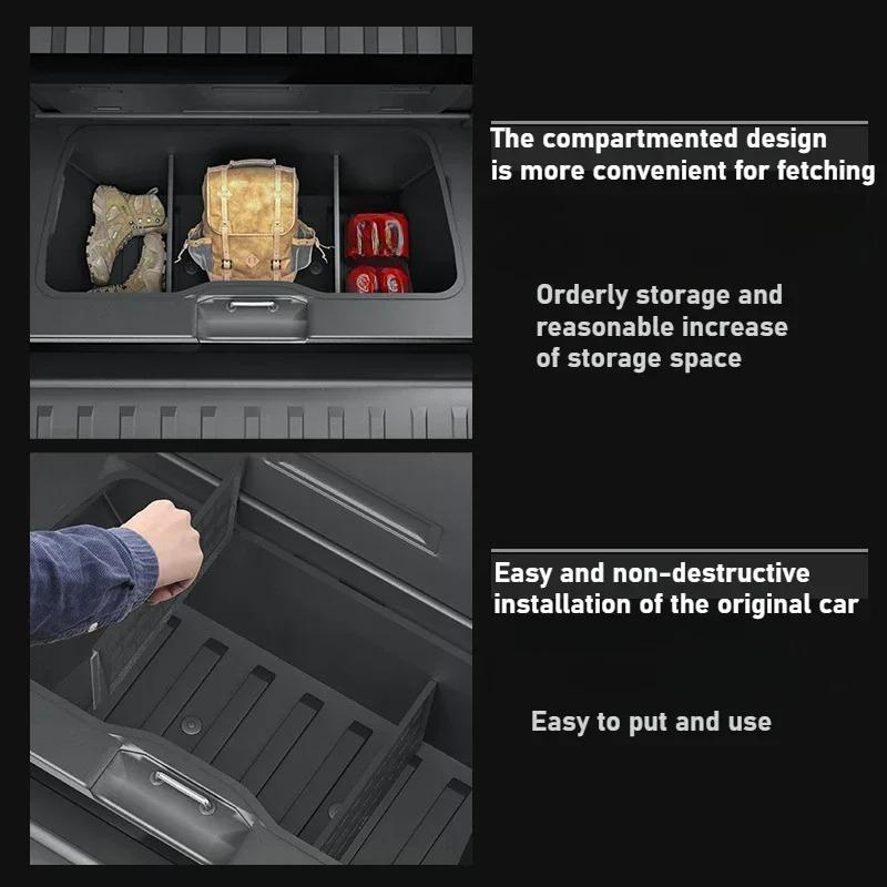 Car Rear Hopper Lower Storage Partition for Tesla Cybertruck 2024-2026+ Lower Rear Bucket Partition Interior Car Accessories
