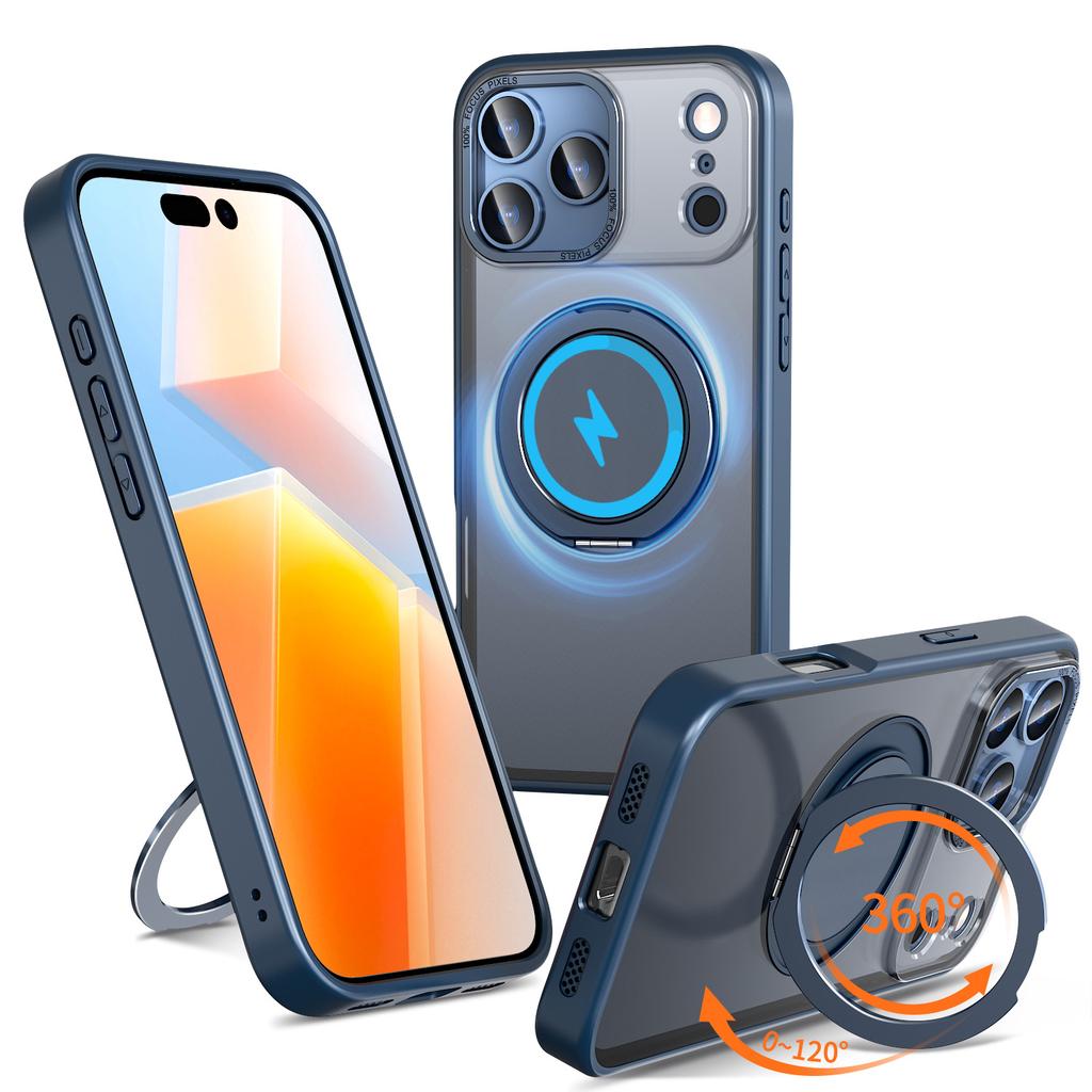 Suitable for iPhone 17 Pro Max phone case with 360-degree rotating stand, anti-drop for Apple 17 Air/16 Pro