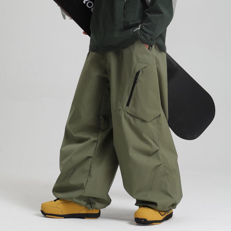 New Unisex Windproof Waterproof Ski Pants - Warm, Solid Color, Loose Fit for Outdoor Snowboarding