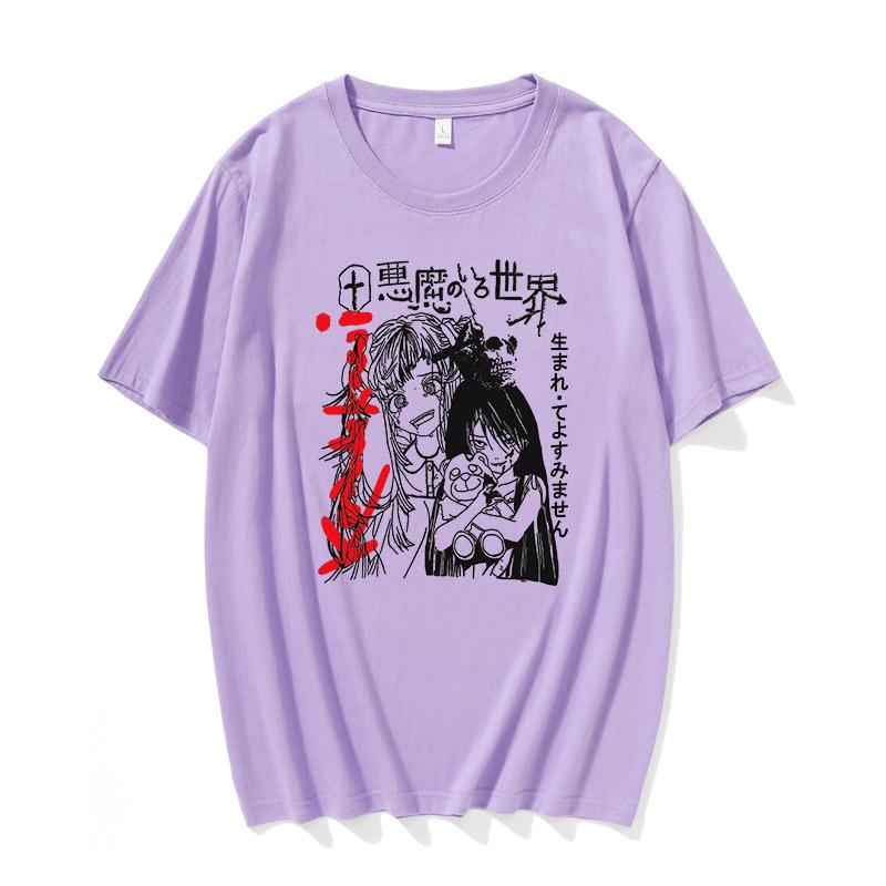 Japanese Demon Anime Punk Goth T Shirt Loose Streetwear Harajuku Summer Fashion Female Casual Aesthetic Cartoon