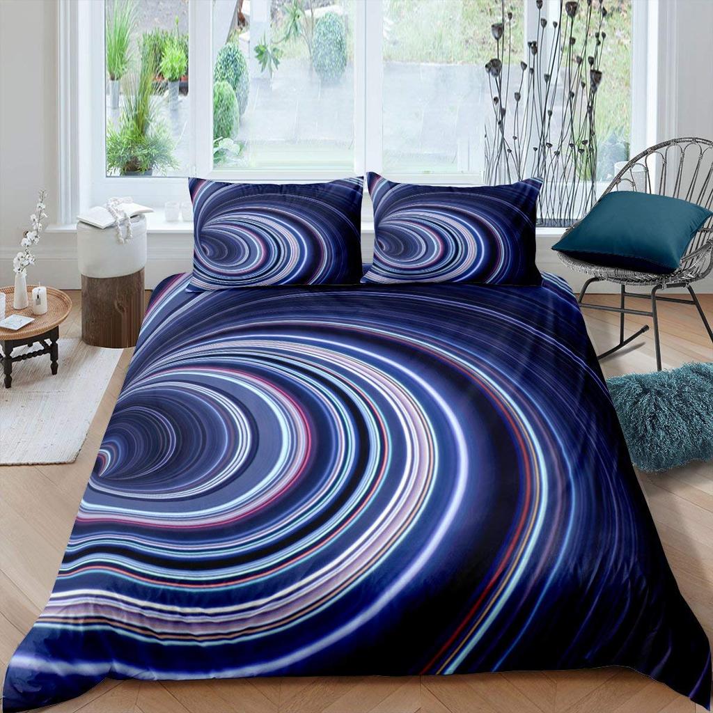 Psychedelic Swirl Duvet Cover Set For Kids Adults Fractal Art Comforter Cover Girls Abstract Artwork Circle Floral Bedding Set