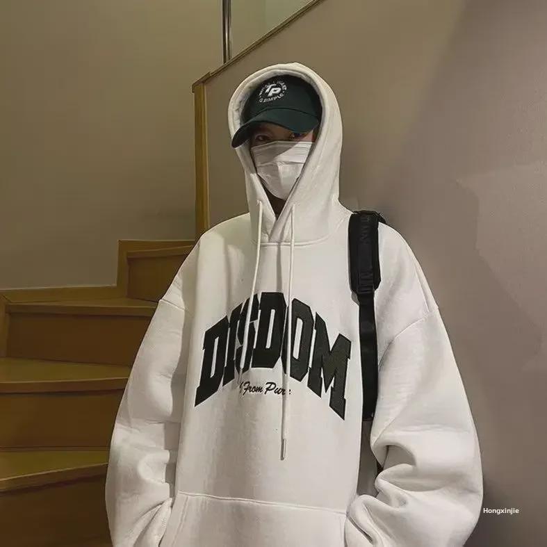 American Trendy Brand Men's Letter Print Hooded Sweatshirt - Autumn/Winter Loose Casual Pullover Hoodie Versatile Jacket