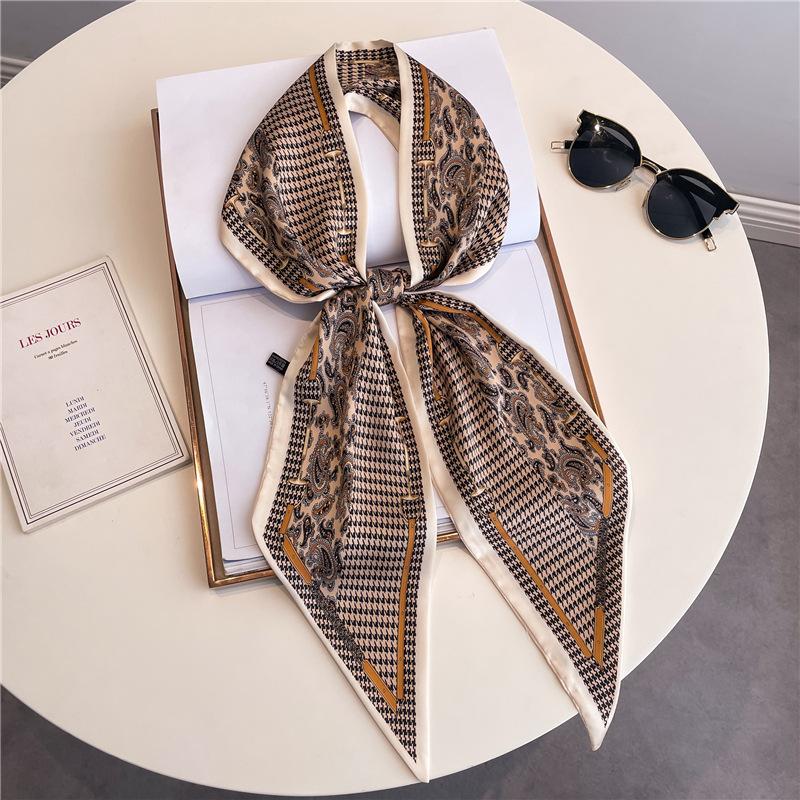 Luxury Brand Horse Printed Scarf Elegant Slender Thin Silky Scarf Women's Casual Decorative Neck Scarf