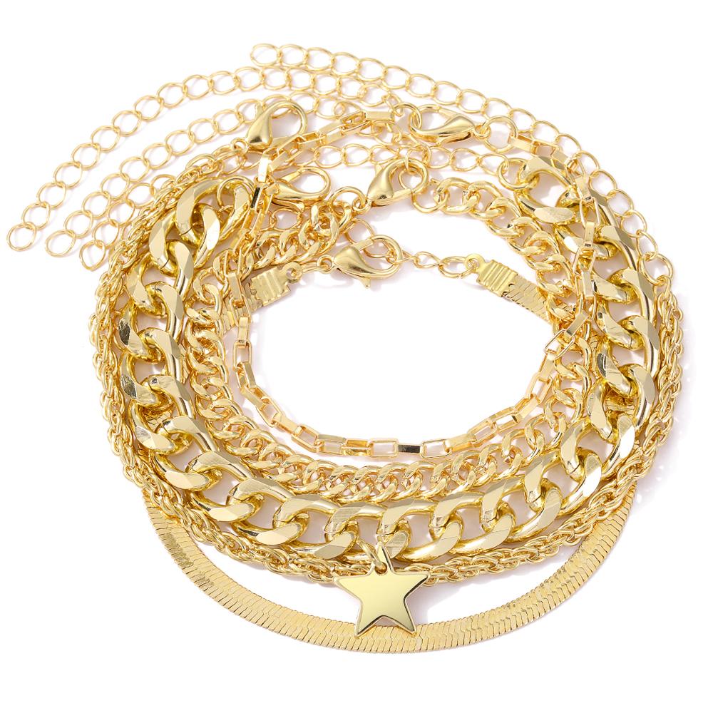 5 Piece Bracelet Couple Fashion Matching Bracelet Hollow Carved Star Pendant Light Luxury Temperament Girl Exquisite Bracelet Gift