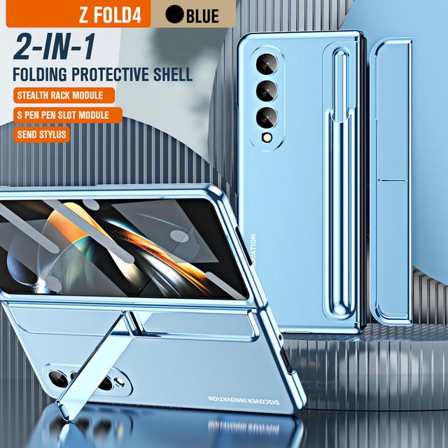 Бронированный чехол с подставкой S-Pen для Samsung Galaxy Z Fold 4 360, полноэкранная защита, противоударный чехол для телефона Z Fold 3 5G