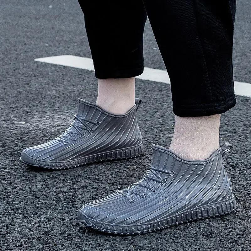 Износостойкие резиновые сапоги для мужчин Нескользящая мужская обувь ПВХ Водонепроницаемые По акции Резиновые сапоги без шнуровки Садовые резиновые сапоги для подростков