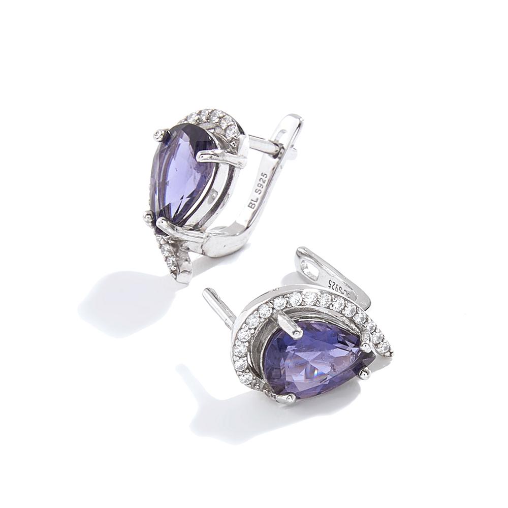 Bolaijewelry Потрясающие серьги с натуральной иолитовой серебряной застежкой для женщин и сестер, ювелирные украшения на день рождения и вечеринку, подарок