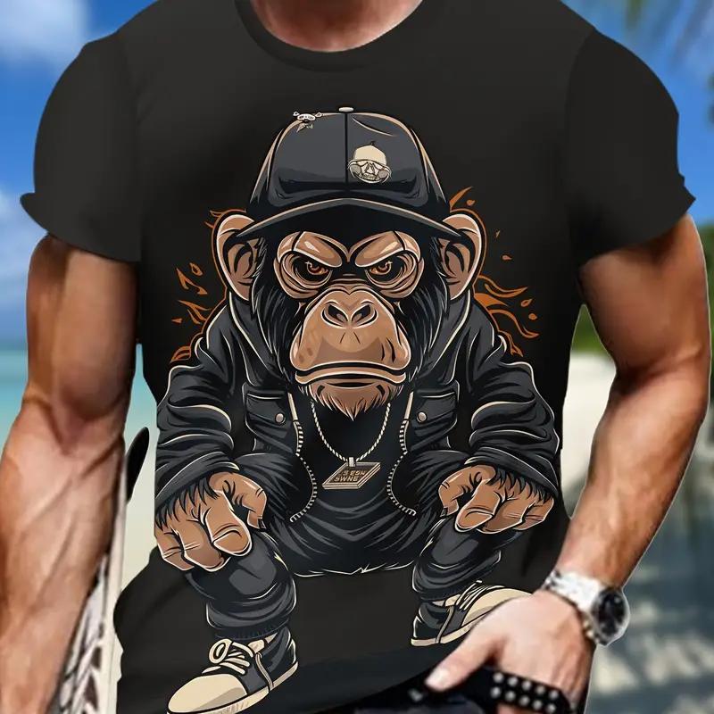 Удобная мужская футболка Gorilla Street Style с 3D принтом обезьяны, повседневные рубашки большого размера для мужчин, стильные крутые мужские топы в стиле хип-поп