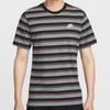 Nike Club T Shirts Men's Gray Black Stripes Crew Neck Moderate HJ0551-011