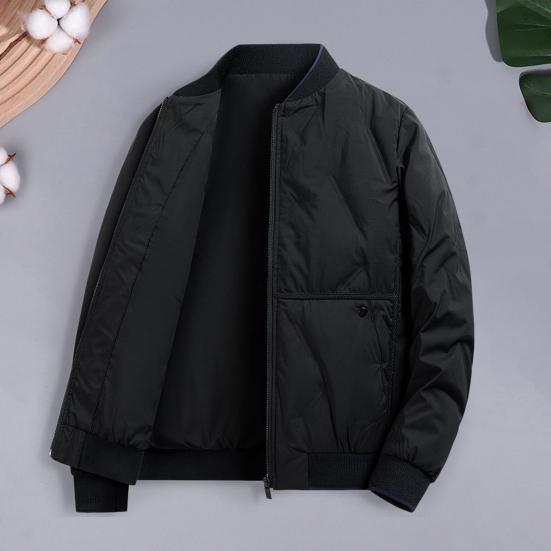 Мужское хлопковое пальто однотонное со стойкой воротником и длинными рукавами, в повседневном бейсбольном стиле