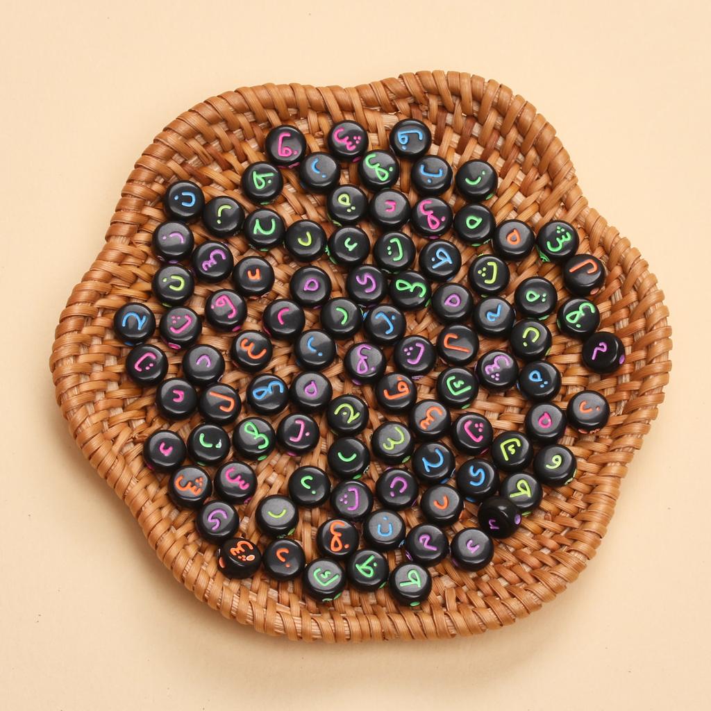 100 шт. 7 мм акриловые арабские бусины рассеянные космические бусины сплошные плоские круглые бусины для DIY браслета ожерелья ювелирные изделия производственные принадлежности