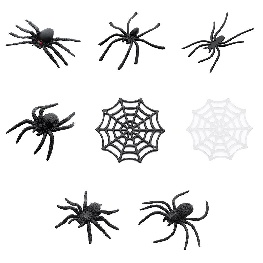 Black Spider Web Novelty Toy Plastic Fake Spider Decorative Spiders Prank Toys Haunted House Prop