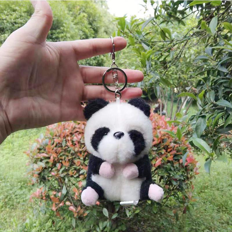 Plush Animal Charming Keychain With Adorable Cow And Panda Design Gift Perfect