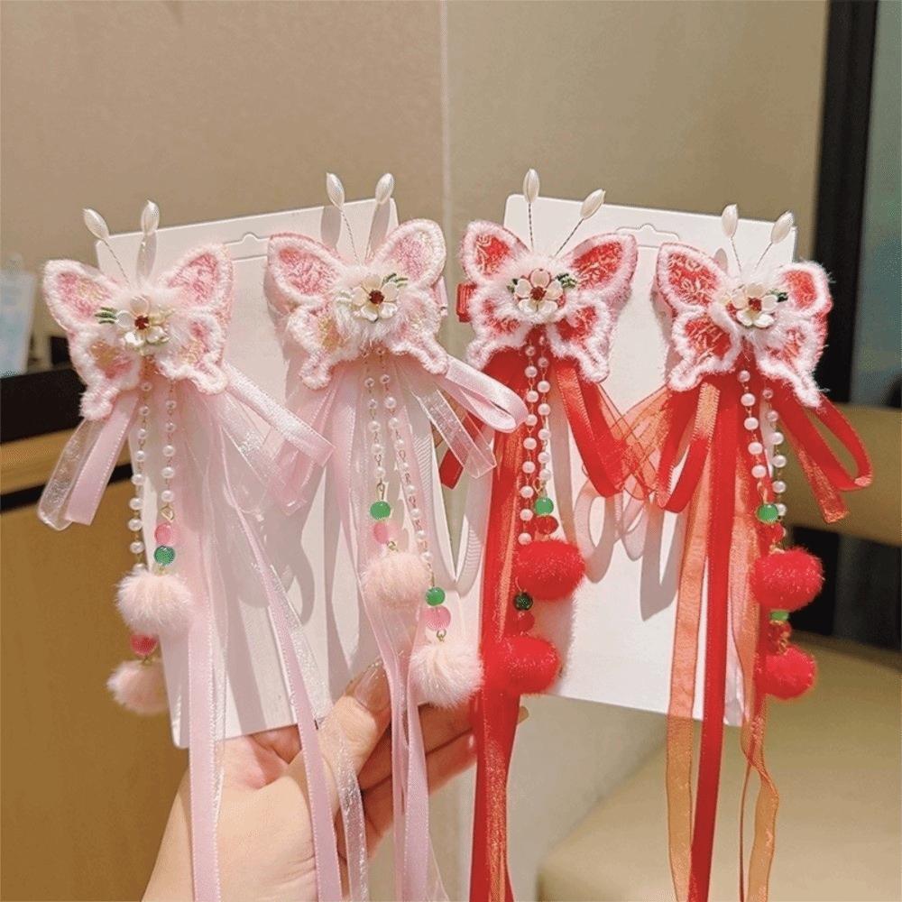 Bow Traditional Chinese Hair Clip Elegant New Year Hair Accessory Tassel Hairpin  Festive Occasions
